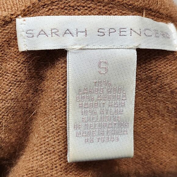 Sarah Spencer Cardigan Womens Small Tan Ruffle Open Front Wool Angora Blend - Picture 7 of 9